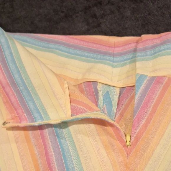 Halogen Summer Cotton Pastel Rainbow Chevron A-Line Skirt - Picture 3 of 4